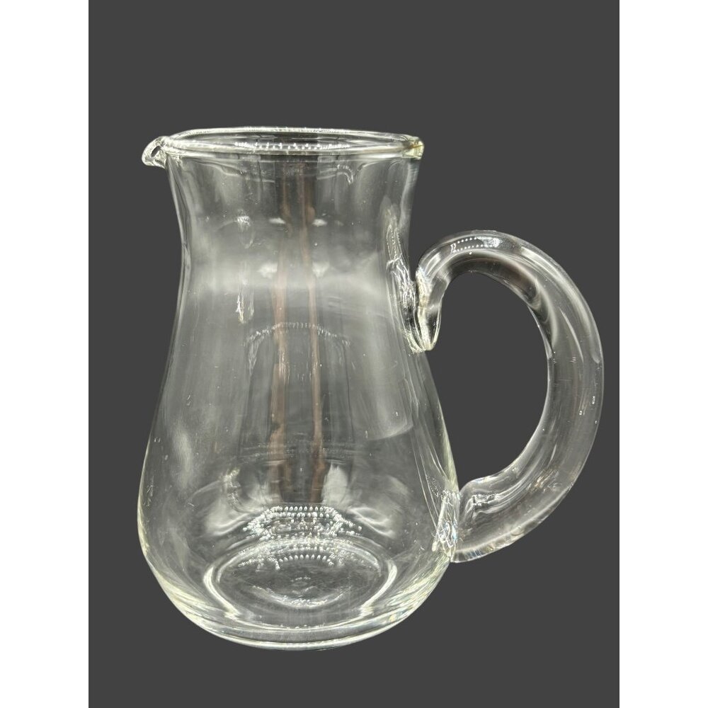 Vintage Hand-blown Glass Pitcher, Creamer 4.5"x4 Applied Handle